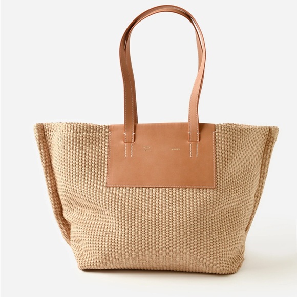New Mansur Gavriel Market Tote Natural Raffia Leather Made in Italy Classic - Picture 1 of 12